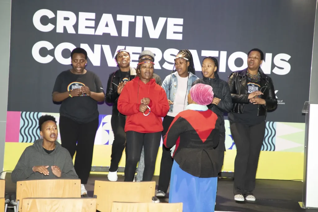 A group performing at a creative event in Cape Town.