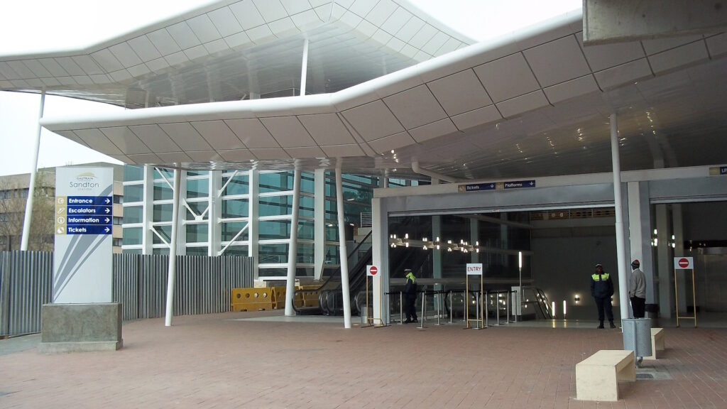 Gautrain station entrance at Sandton. 