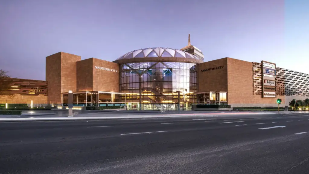An exterior view of the Sandton City entrance.