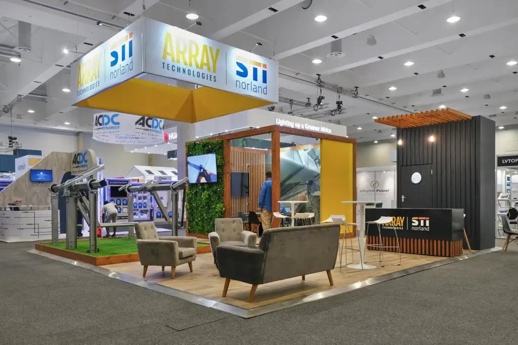 Array Sti's Custom Exhibition Stand By Booth Exhibits™ At Solar Africa 2023.