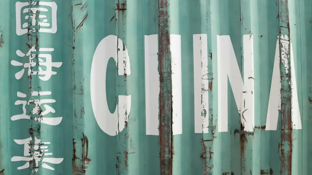 A green shipping container from China.