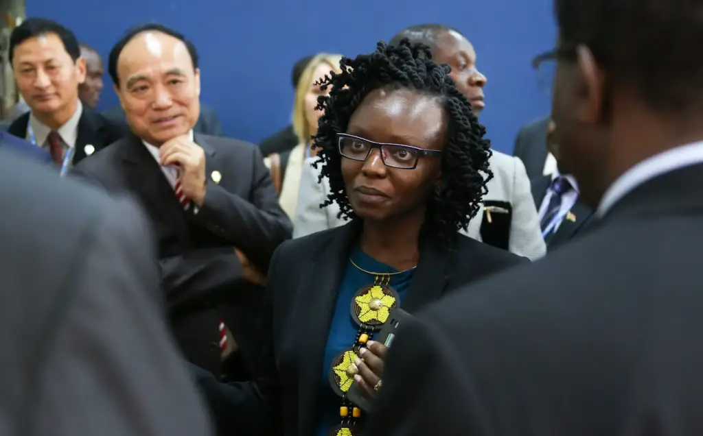 International delegates at a trade show in Africa.