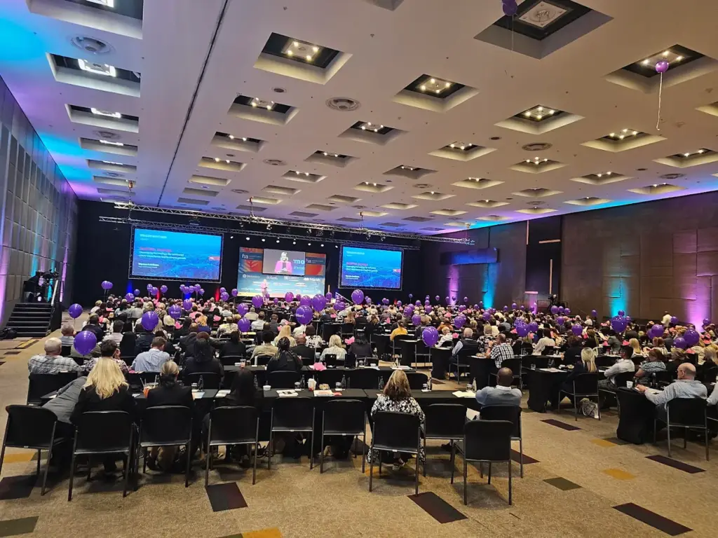 A packed hall for an event inside the Sandton Convention Centre.