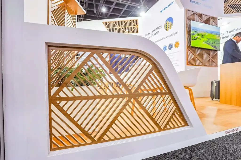 Ndebele-inspired pattern design integrated into Synthomer's exhibition stand at Coatings For Africa 2026.