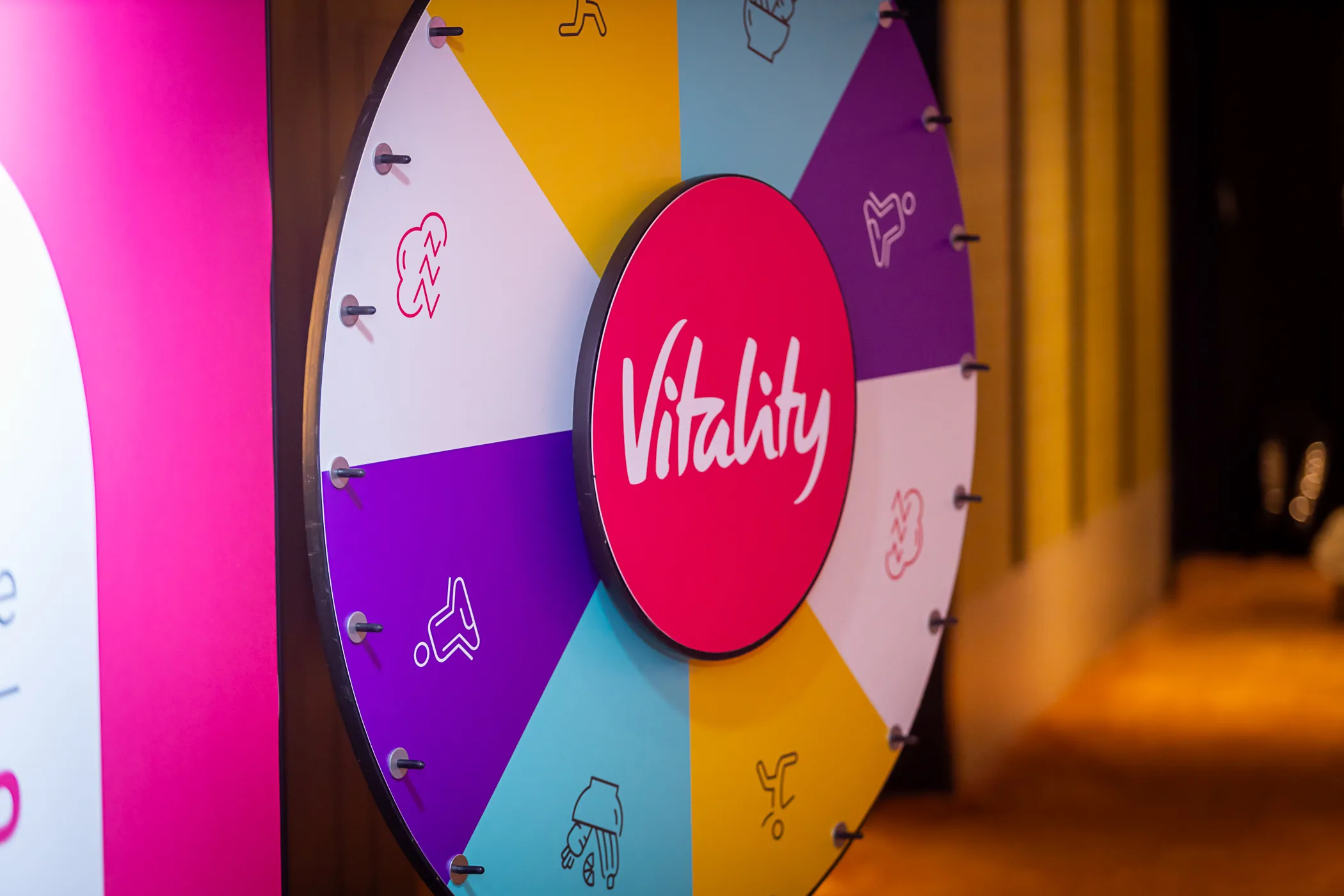 Vitality branded installation at a conference event